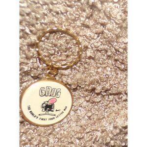 vintage metal BC comic Grog the world's first four letter man  Keychain Key Ring